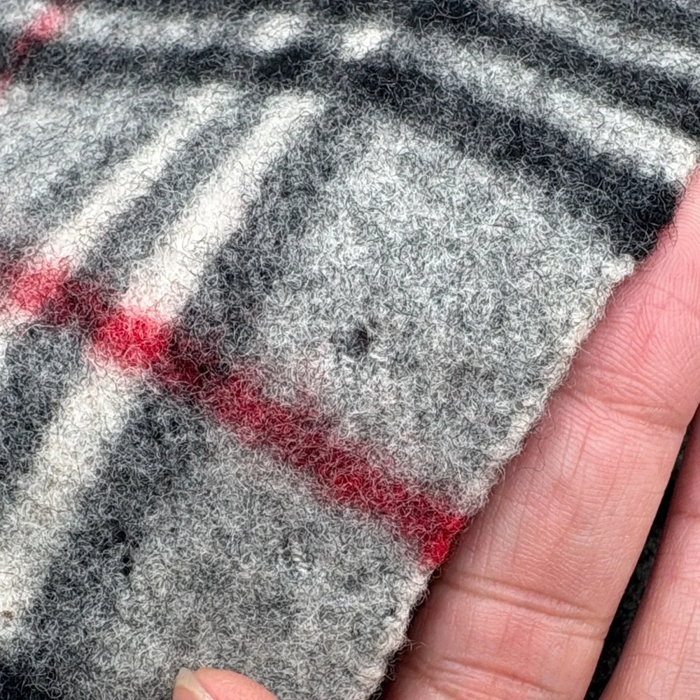 Burberry Gray and Red Checkered Scarf